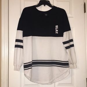Jersey-Styled long sleeve sepquined SLAY top